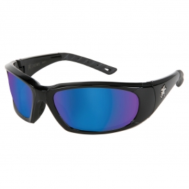 Crews FF318B ForceFlex 3 Safety Glasses - Black Frame - Blue Mirror Lens
