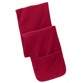 Port Authority FS06 Extra Long Fleece Scarf with Pockets - Red