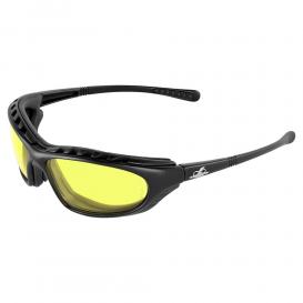 Bullhead BH1364AF Steelhead Safety Glasses - Black Foam Lined Frame - Yellow Anti-Fog Lens