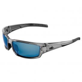 Bullhead Safety BH14209 Maki Safety Glasses - Silver Frame - Polarized Blue Mirror Lens