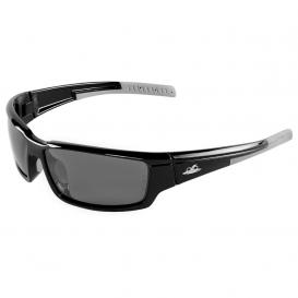Bullhead BH145712 Maki Safety Glasses - Black Frame - Silver Polarized Mirror Lens