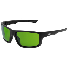 Bullhead Safety BH26621PFT Sawfish Safety Glasses - Matte Black Frame - Green Mirror Anti-Fog Lens