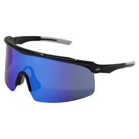 Bullhead Safety BH3259AF Whipray Safety Glasses - Shiny Black Frame - Blue Mirror Anti-Fog Lens