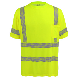 Global Glove GLO-217 FrogWear Type R Class 3 Performance Stretch Safety Shirt - Yellow/Lime