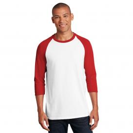 Gildan 5700 Heavy Cotton 3/4-Sleeve Raglan T-Shirt - White/Red