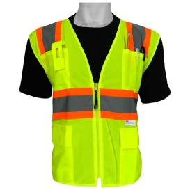 Global Glove GLO-003 FrogWear Type R Class 2 Solid Front Surveyor Safety Vest - Yellow/Lime