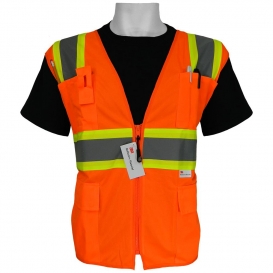 Global Glove GLO-004 FrogWear Type R Class 2 Solid Front Surveyor Safety Vest - Orange