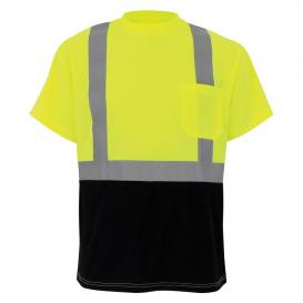 Global Glove GLO-007B FrogWear Type R Class 2 Black Bottom Safety Shirt - Yellow/Lime