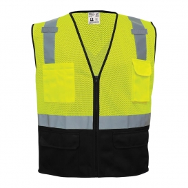 Global Glove GLO-019 FrogWear Type R Class 2 Black Bottom X-Back Safety Vest - Yellow/Lime