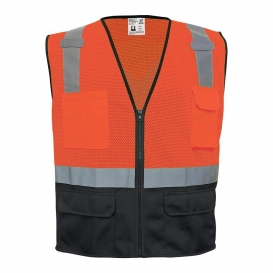 Global Glove GLO-049 FrogWear Type R Class 2 Black Bottom X-Back Safety Vest - Orange