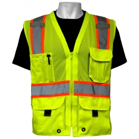 Global GloveGLO-0037 Safety Vest Lime Yellow Reflective Mesh Class 2 D-RING SLOT