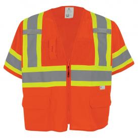Global Glove GLO-147 FrogWear Type R Class 3 Mesh & Solid Surveyor Safety Vest - Orange