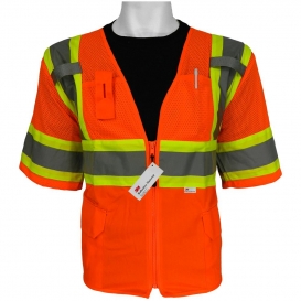 Global Glove GLO-147 FrogWear Type R Class 3 Mesh & Solid Surveyor Safety Vest - Orange