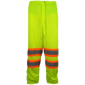 Global Glove GLO-2P FrogWear Class E Mesh Safety Pants - Yellow/Lime