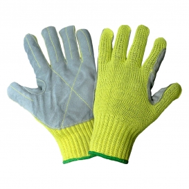 Global Glove K300LFE String Knit Cut Resistant Leather Palm Gloves
