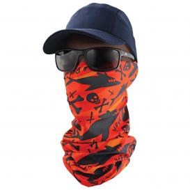 Global Glove NG-20 FrogWear Multi-Function Neck Gaiter - Orange/Black Shark and Cross Bones