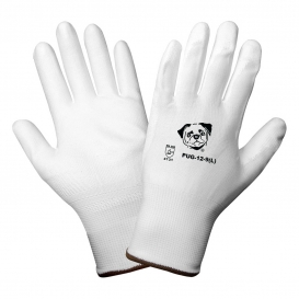 Global Glove PUG12 White Polyurethane Gloves - 13 Gauge Nylon Shell