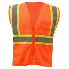 GSS Safety 1006 Type R Class 2 Two Tone Mesh Zipper Safety Vest - Orange