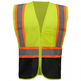 GSS Safety 1105 Type R Class 2 Black Bottom Two-Tone Safety Vests - Yellow/Lime