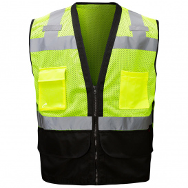GSS Safety 1201 Type R Class 2 Black Bottom Heavy Duty Safety Vest - Yellow/Lime