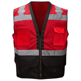 GSS Safety 1204 Non-ANSI Black Bottom Heavy Duty Safety Vest - Red