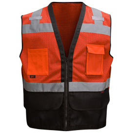 GSS Safety 1212 Type R Class 2 Black Bottom Heavy Duty Safety Vest - Orange