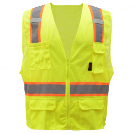 GSS Safety 1501 Type R Class 2 Premium Two-Tone Surveyor Safety Vest - Yellow/Lime