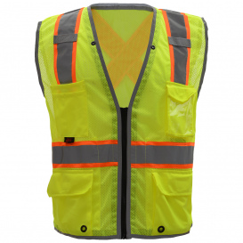 GSS Safety 1601 Type R Class 2 Hype-Lite Surveyor X-Back Safety Vest - Yellow/Lime