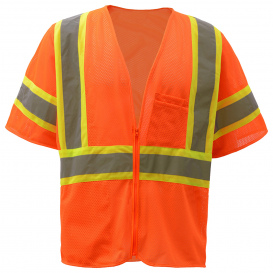 GSS Safety 2006 Type R Class 3 Two-Tone Safety Vest w/ Zipper - Orange