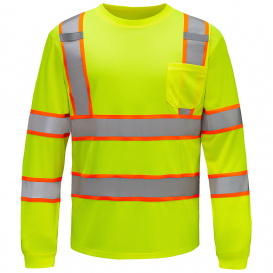 GSS Safety 5013 Type R Class 3 Two-Tone Long Sleeve Safety Shirt - Yellow/Lime