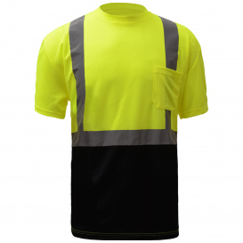 GSS Safety 5111 Type R Class 2 Black Bottom Safety Shirt - Yellow/Lime