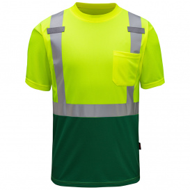 GSS Safety 5121 Type R Class 2 Mult-Color Safety Shirt - Lime w/ Cadmium Green Bottom