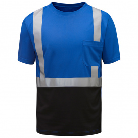 GSS Safety 5123 Non-ANSI Black Bottom Short Sleeve Safety Shirt - Blue