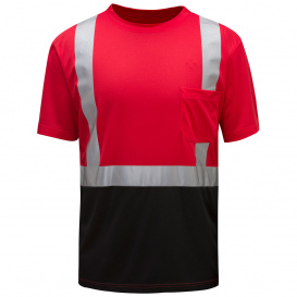 GSS Safety 5124 Non-ANSI Black Bottom Short Sleeve Safety Shirt - Red