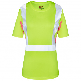 GSS Safety 5125 Type R Class 2 Ladies Safety Shirt - Lime w/ Pink Contrast