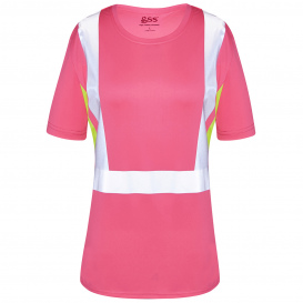 GSS Safety 5126 Non-ANSI Ladies Safety Shirt - Pink w/ Lime Contrast
