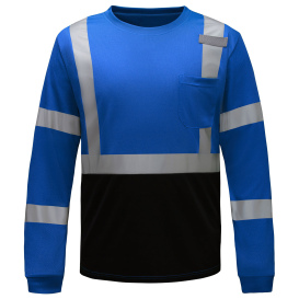 GSS Safety 5133 Non-ANSI Black Bottom Long Sleeve Safety Shirt - Blue