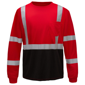 GSS Safety 5134 Non-ANSI Black Bottom Long Sleeve Safety Shirt - Red