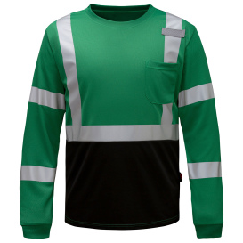 GSS Safety 5136 Non-ANSI Black Bottom Long Sleeve Safety Shirt - Forest Green