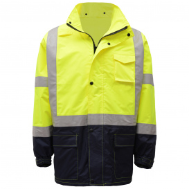 GSS Safety 6003 Type R Class 3 Premium Black Bottom Rain Jacket - Yellow/Lime