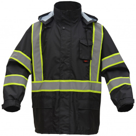 GSS Safety 6007 Non-ANSI Premium Two-Tone Rain Jacket - Black