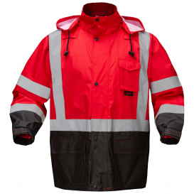 GSS Safety 6014 Non-ANSI Premium Black Bottom Rain Jacket - Red