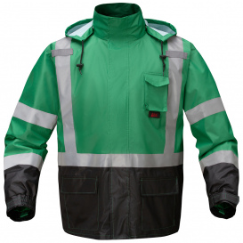 GSS Safety 6016 Non-ANSI Premium Black Bottom Rain Jacket - Forest Green
