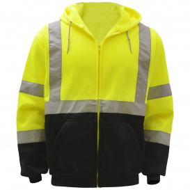 GSS Safety 7003 Type R Class 3 Zipper Front Safety Sweatshirt - Yellow/Lime