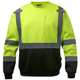 GSS Safety 7031 Type R Class 3 Crewneck Black Bottom Safety Sweatshirt - Yellow/Lime