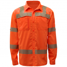 GSS Safety 7506 Type R Class 3 Rip Stop Button Up Shirt w/ SPF 50+ - Orange