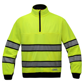GSS Safety 7521 Type R Class 3 ONYX Job Shirt w/ 1/4 Zipper - Yellow/Lime