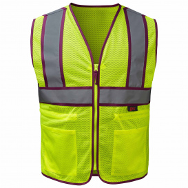 GSS Safety 7807 Type R Class 2 Ladies Two-Tone Safety Vest - Lime /w Plumb Contrasting