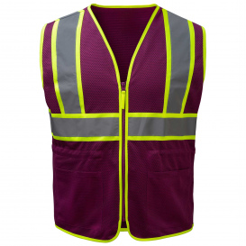 GSS Safety 7808 Non-ANSI Ladies Two-Tone Safety Vest - Plum w/ Lime 