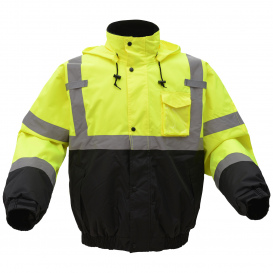 GSS Safety 8001 Type R Class 3 Quilt-Lined Bomber Jacket - Yellow/Lime